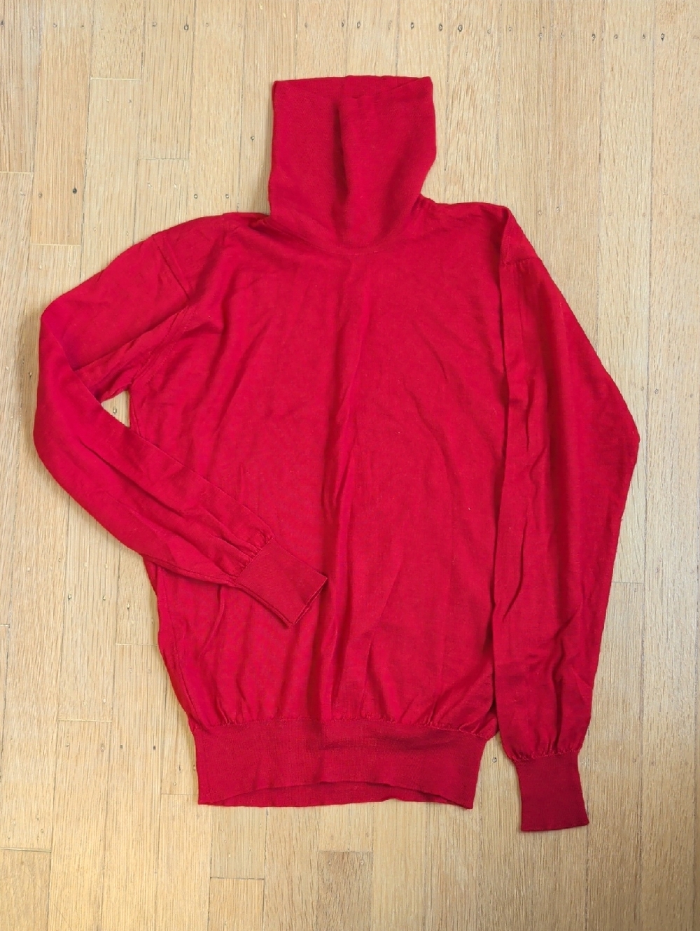 Women's Red Turtleneck Sweater - Lightweight Cozy Knit